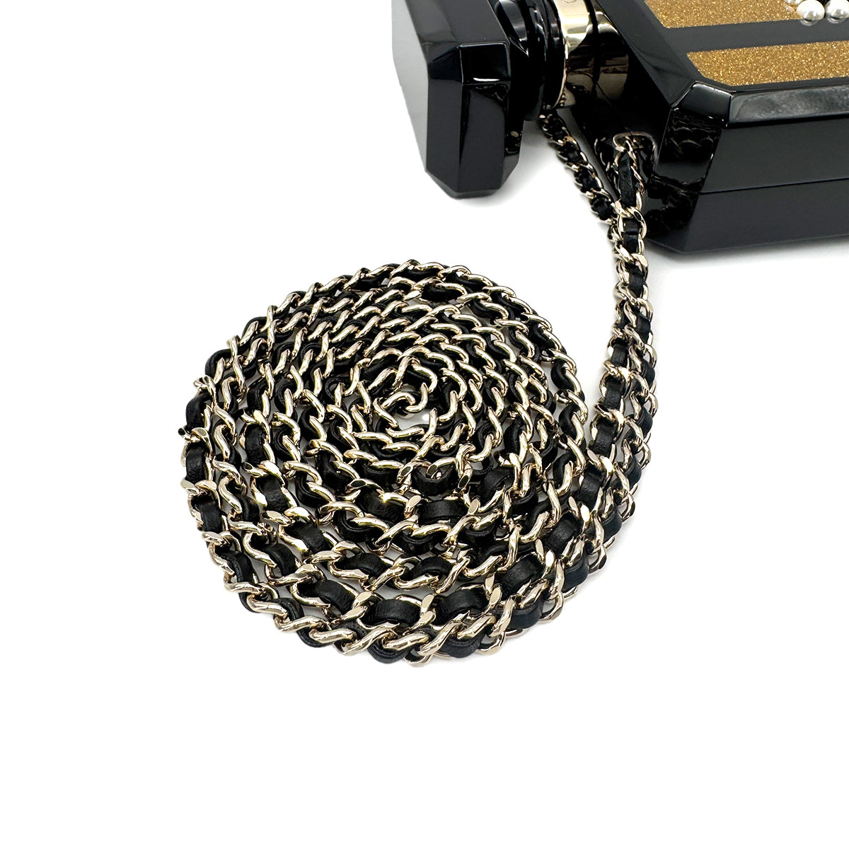 CHANEL PERFUME BOTTLE CHAIN SHOULDER BAG BLACK 90275907
