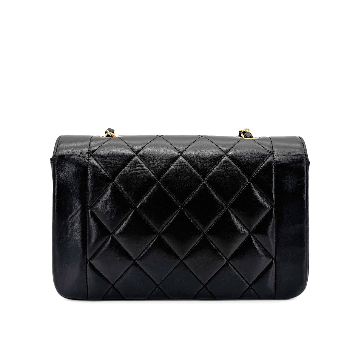 CHANEL VINTAGE DIANA SMALL CHAIN SHOULDER BAG BLACK LAMB SKIN 90275908