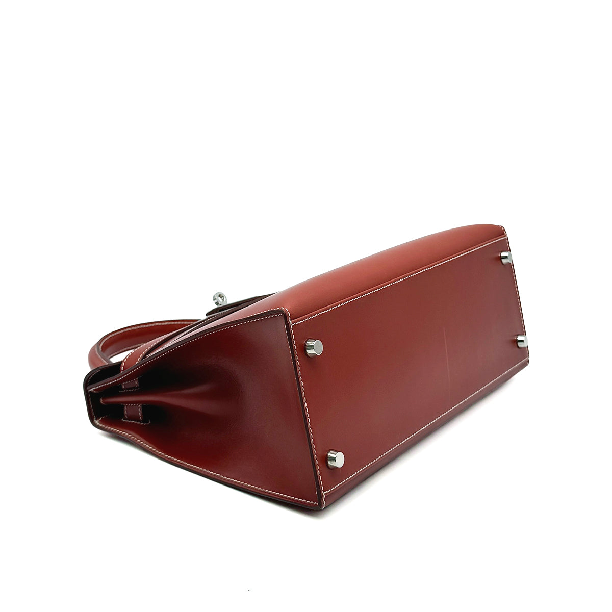 HERMES KELLY 28 SELLIER BRIQUE BOXCALF HAND SHOULDER BAG □F SHW 90275909