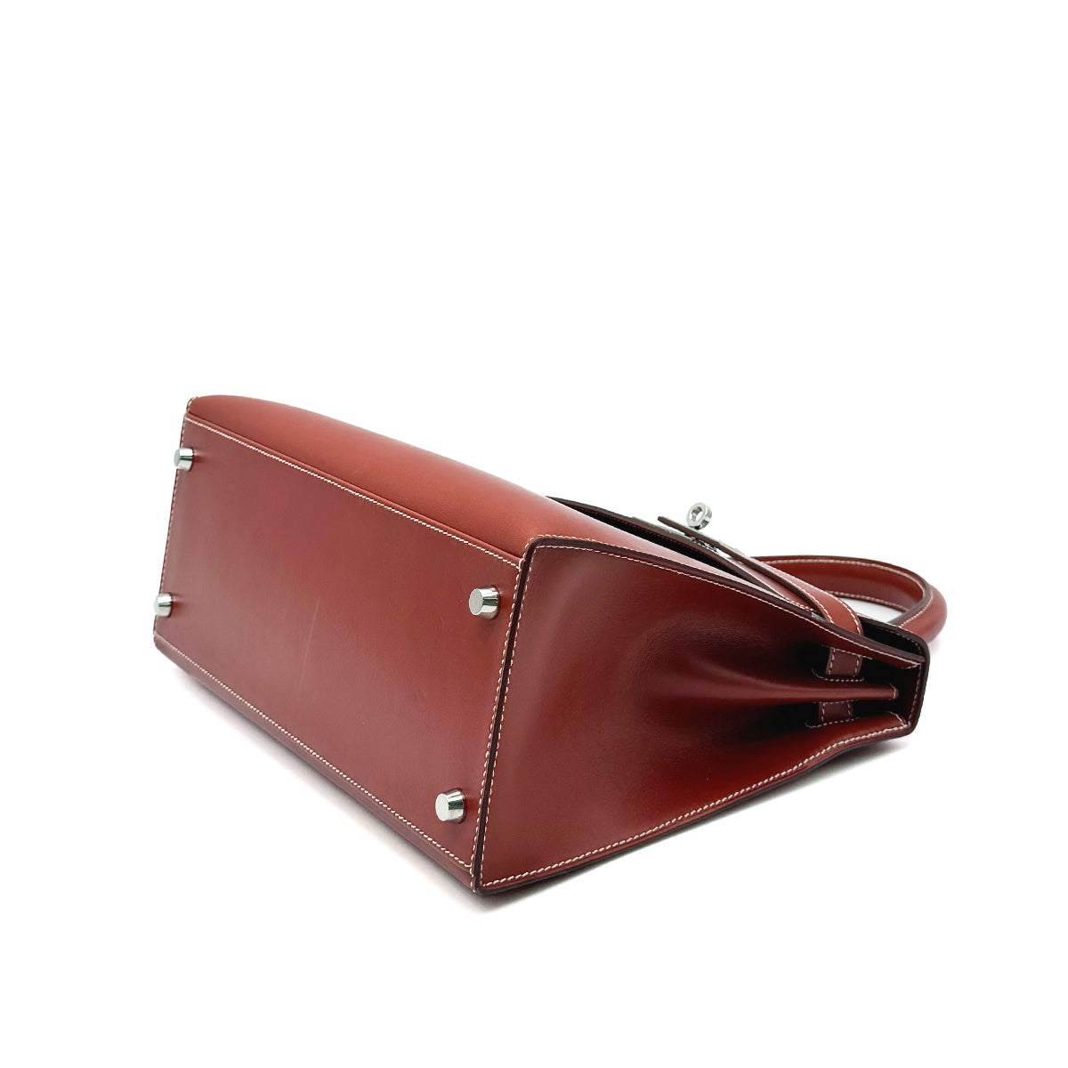 HERMES KELLY 28 SELLIER BRIQUE BOXCALF HAND SHOULDER BAG □F SHW 90275909