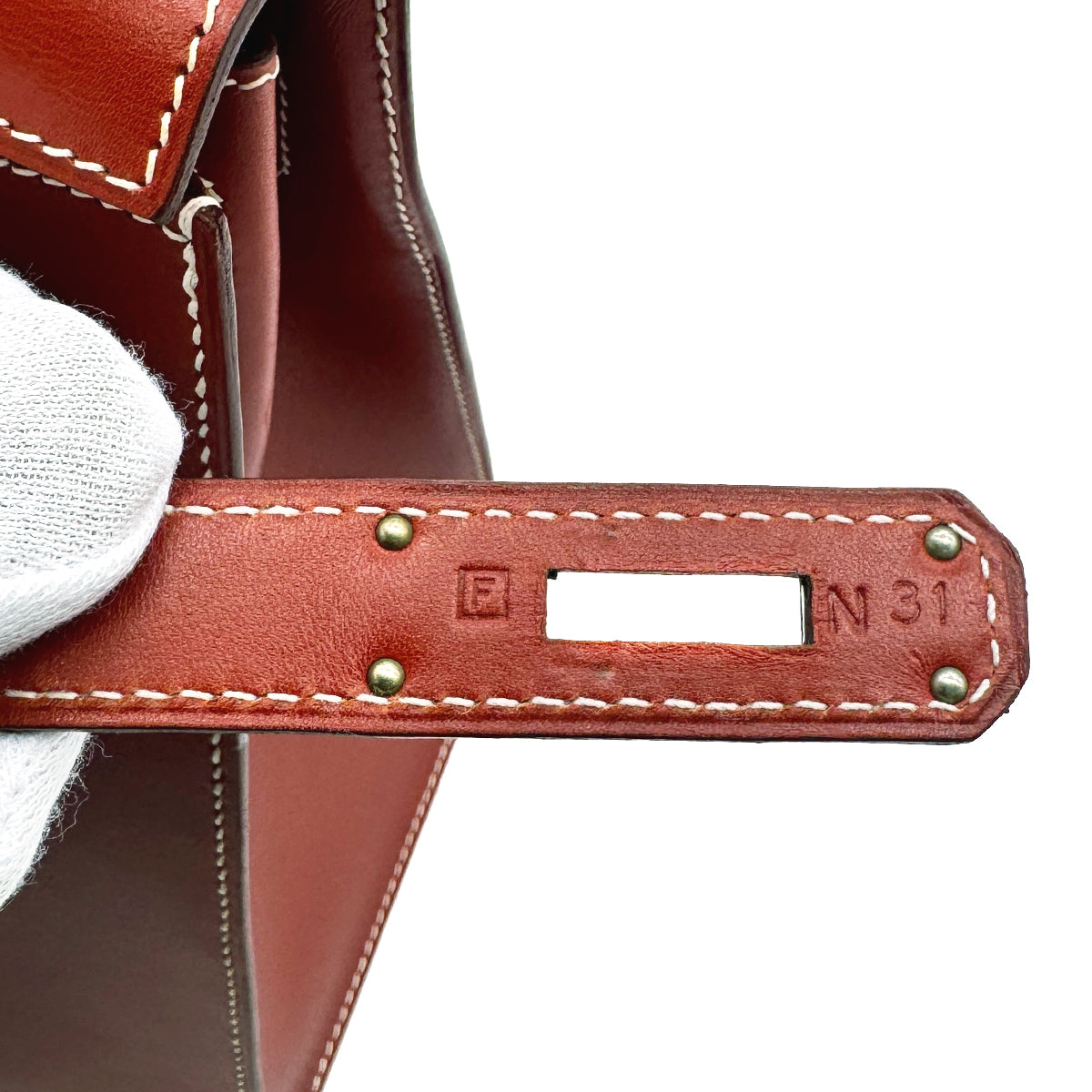 HERMES KELLY 28 SELLIER BRIQUE BOXCALF HAND SHOULDER BAG □F SHW 90275909