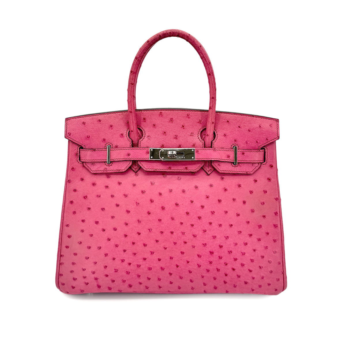 HERMES BIRKIN 30 FUSCHIA PINK OSTRICH HAND BAG □J SHW 90275910