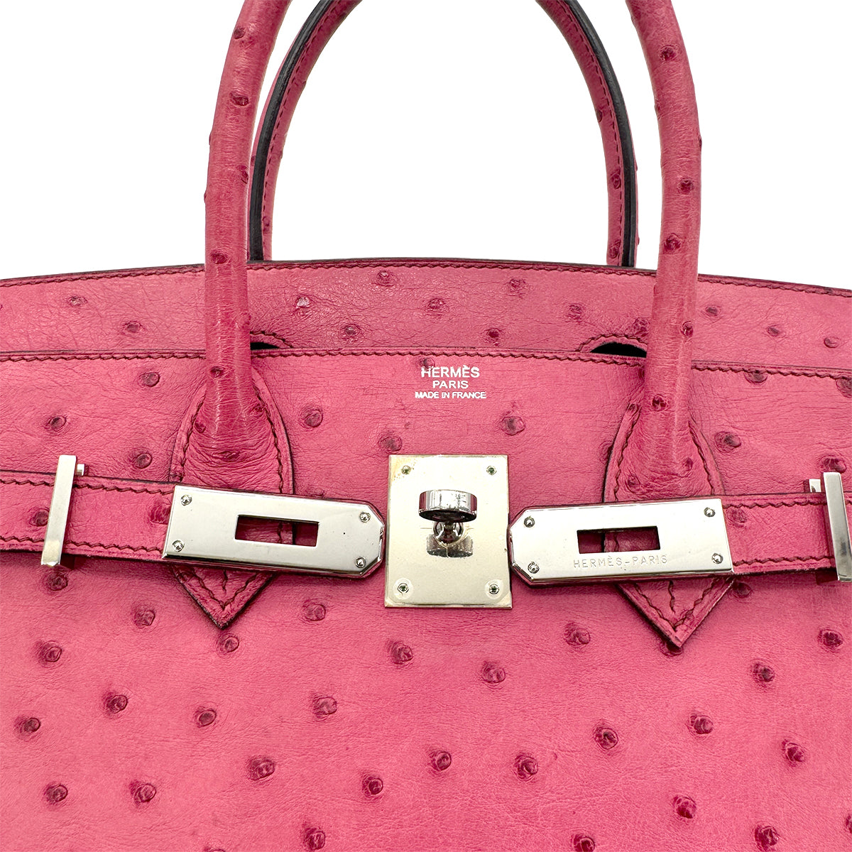 HERMES BIRKIN 30 FUSCHIA PINK OSTRICH HAND BAG □J SHW 90275910