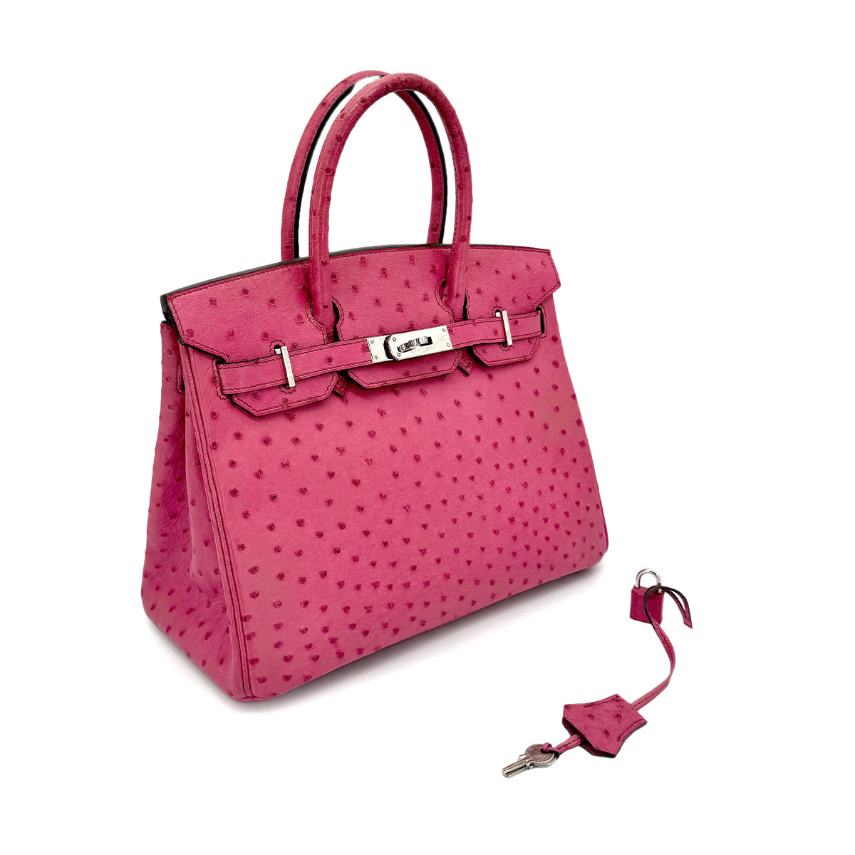 HERMES BIRKIN 30 FUSCHIA PINK OSTRICH HAND BAG □J SHW 90275910