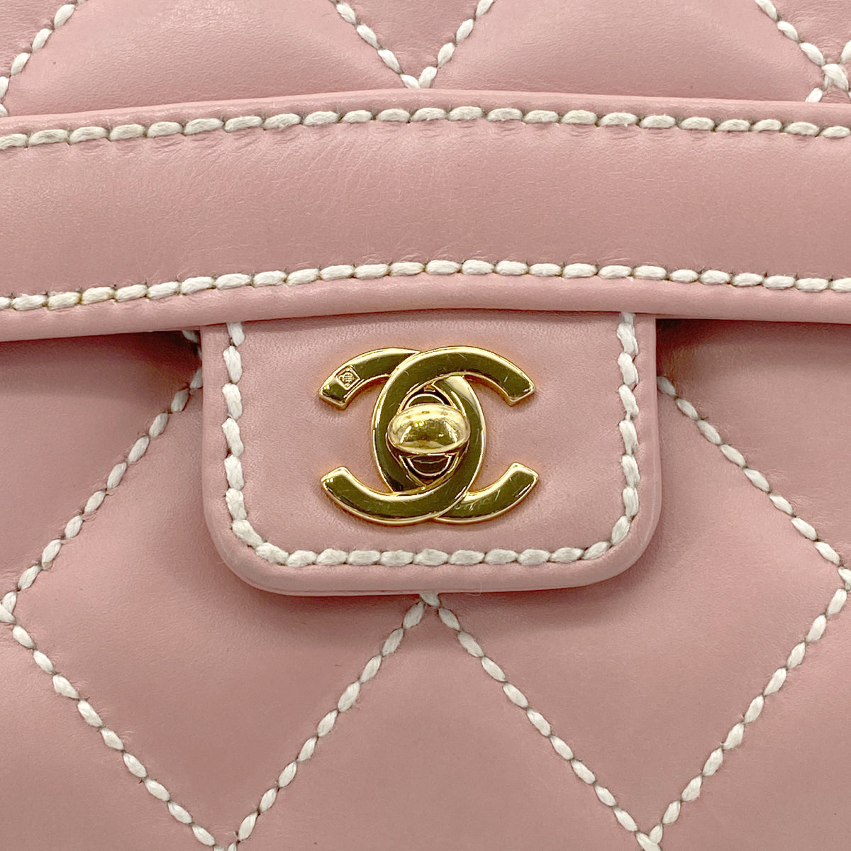 CHANEL VINTAGE WILDSTITCH HAND BAG PINK LEATHER 90275912