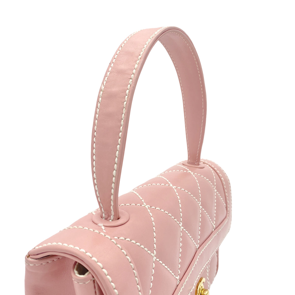 CHANEL VINTAGE WILDSTITCH HAND BAG PINK LEATHER 90275912