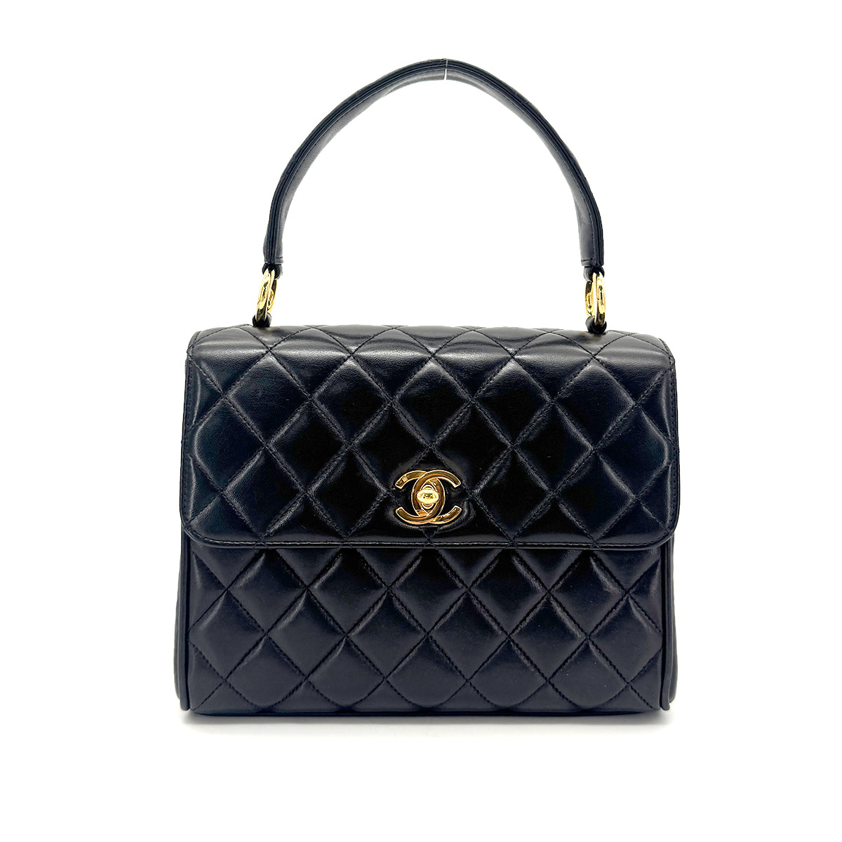 CHANEL VINTAGE HAND BAG BLACK LAMB SKIN 90275913