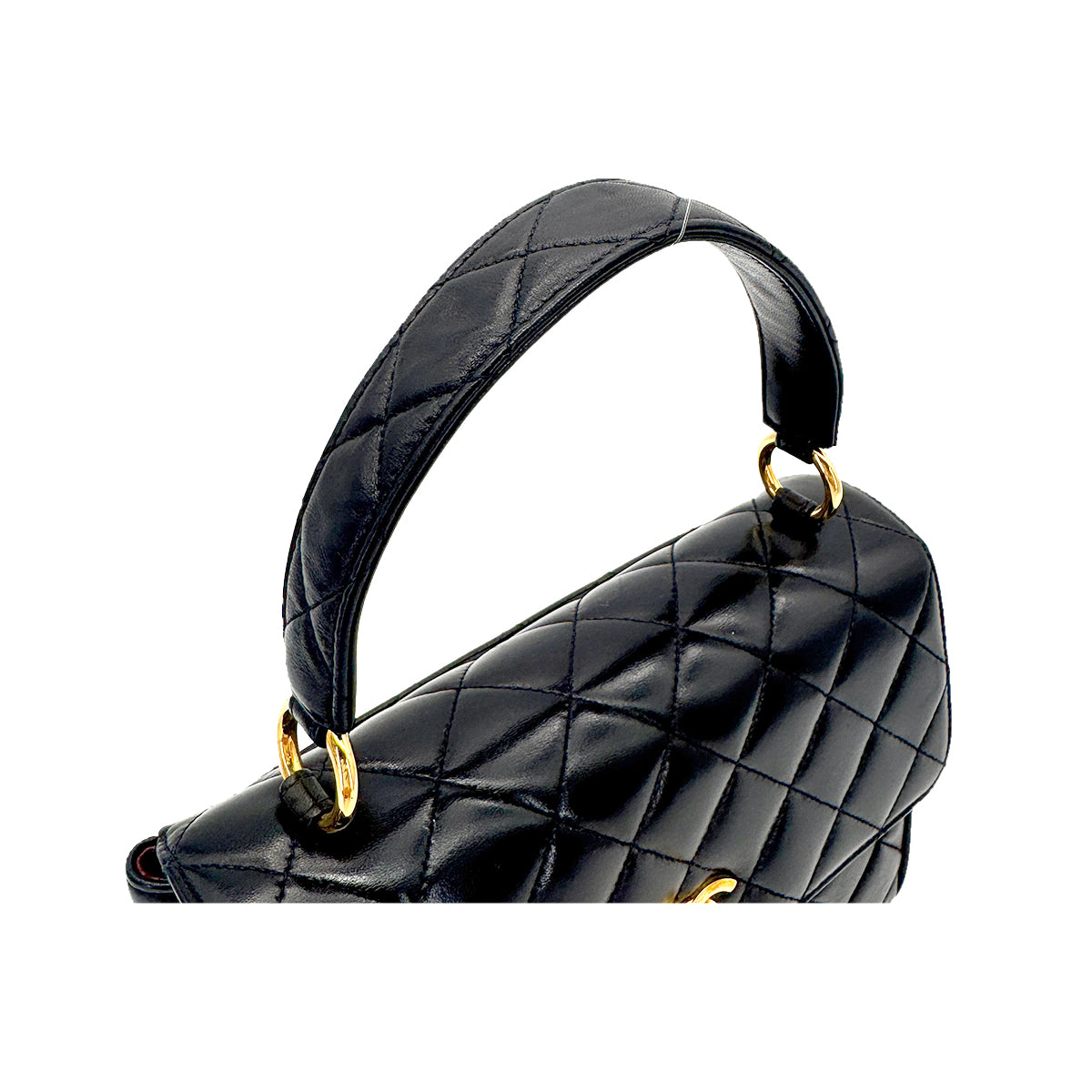 CHANEL VINTAGE HAND BAG BLACK LAMB SKIN 90275913