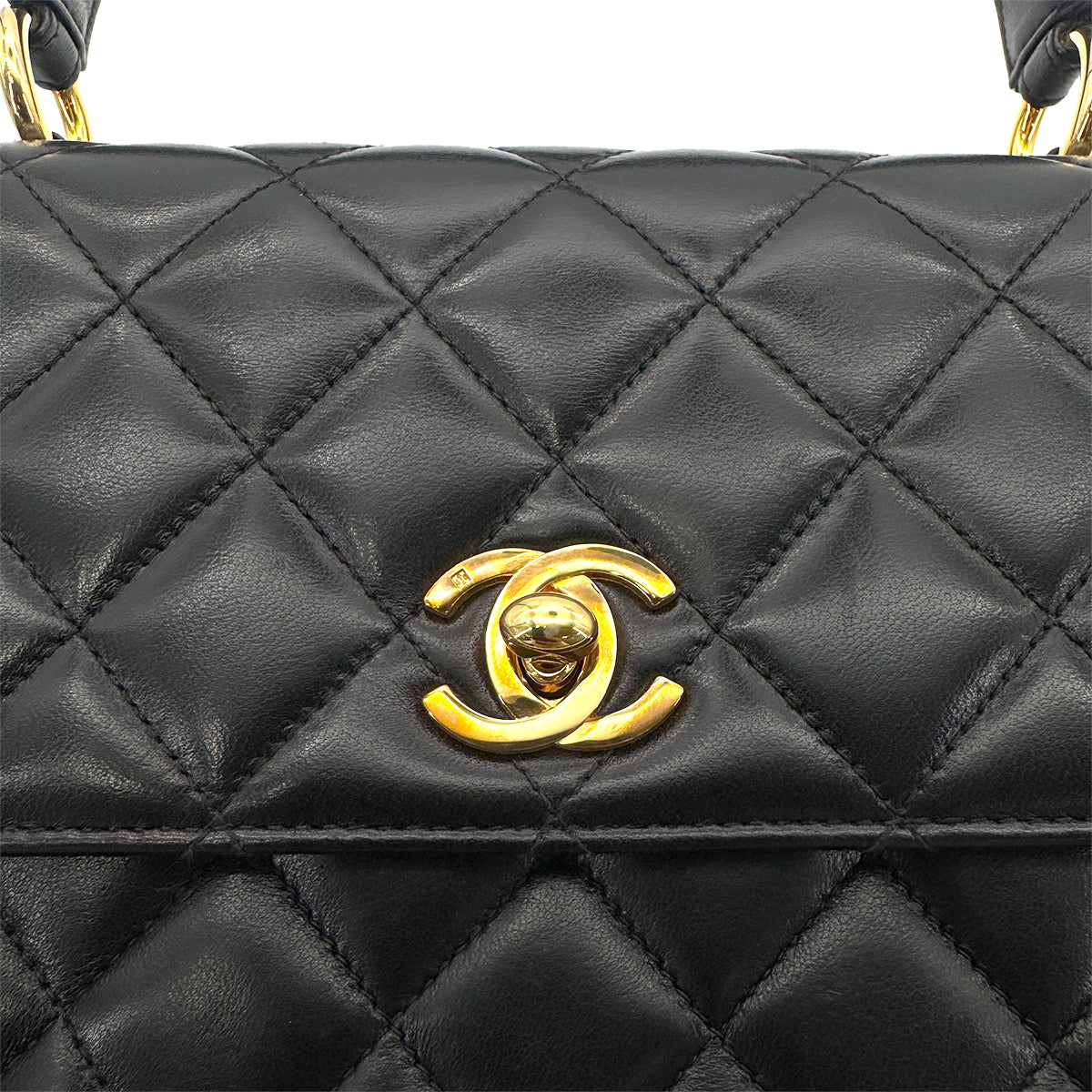 CHANEL VINTAGE HAND BAG BLACK LAMB SKIN 90275913
