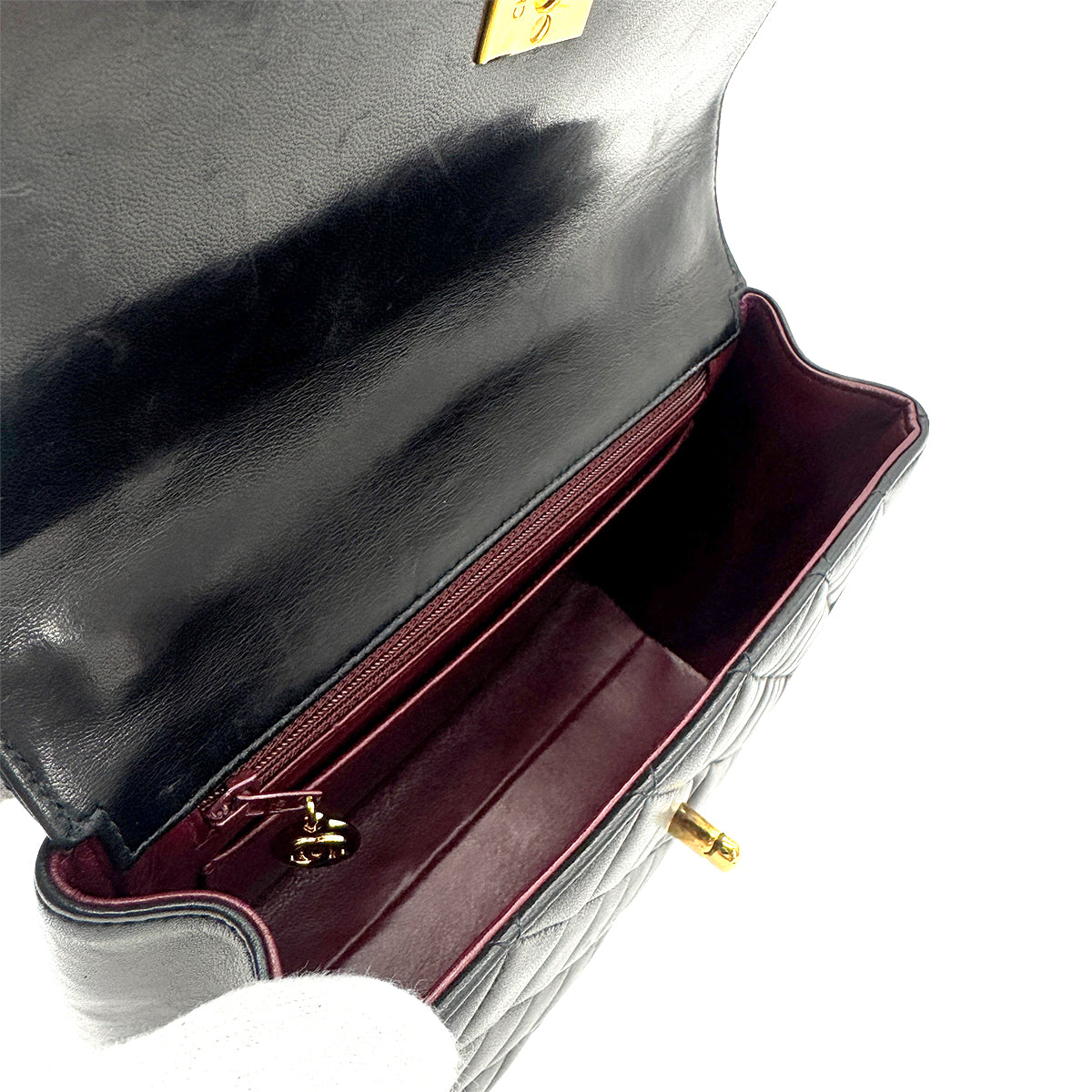 CHANEL VINTAGE HAND BAG BLACK LAMB SKIN 90275913