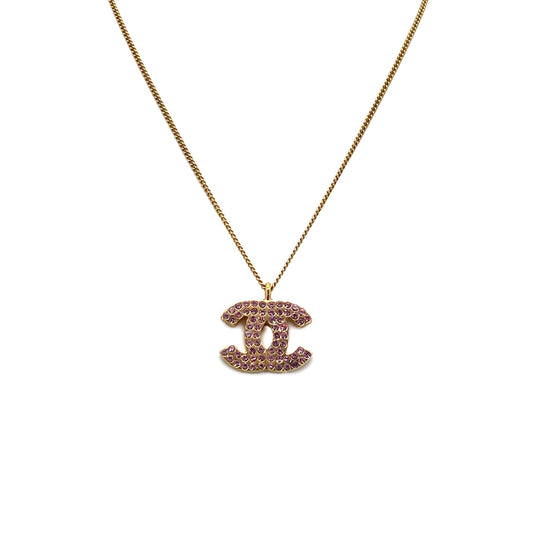 CHANEL NECKLACE COCOMARK RHINESTONE PINK ACCESSORY 02P 90275929