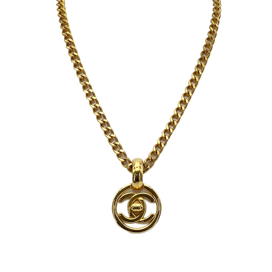 CHANEL VINTAGE NECKLACE COCOMARK TURN LOCK GOLD ACCESSORY 97P 90275931