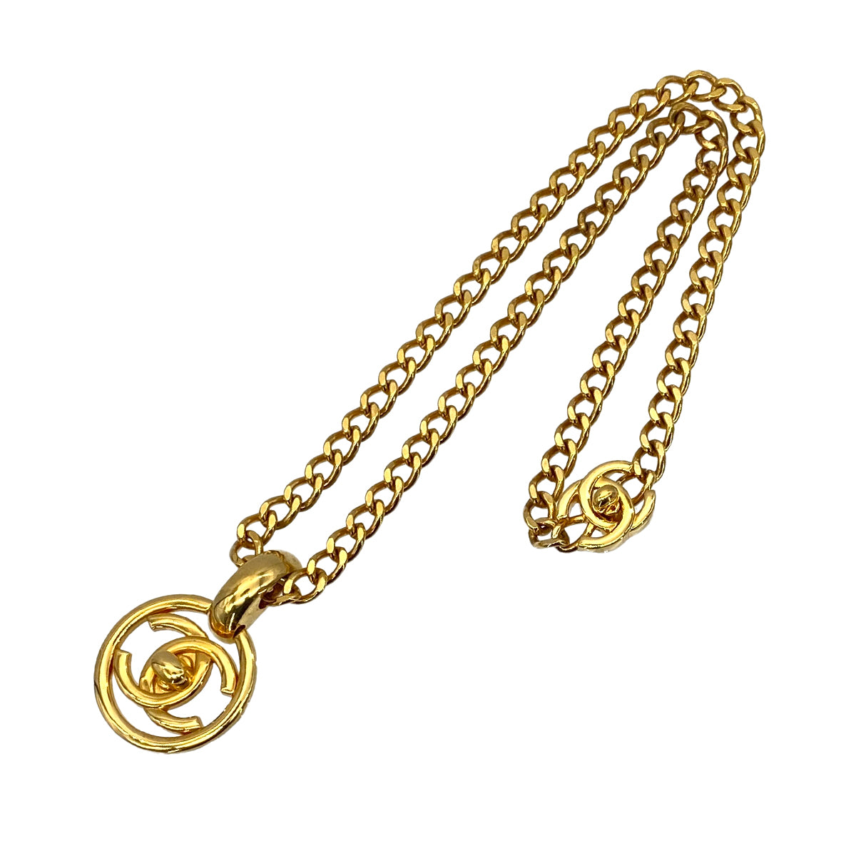 CHANEL VINTAGE NECKLACE COCOMARK TURN LOCK GOLD ACCESSORY 97P 90275931