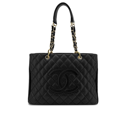 CHANEL VINTAGE GST COCOMARK CHAIN TOTE BAG BLACK CAVIAR SKIN 90275974