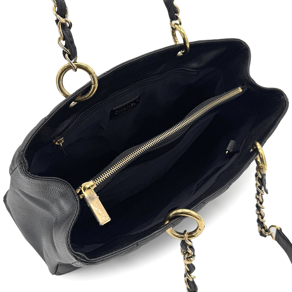 CHANEL VINTAGE GST COCOMARK CHAIN TOTE BAG BLACK CAVIAR SKIN 90275974