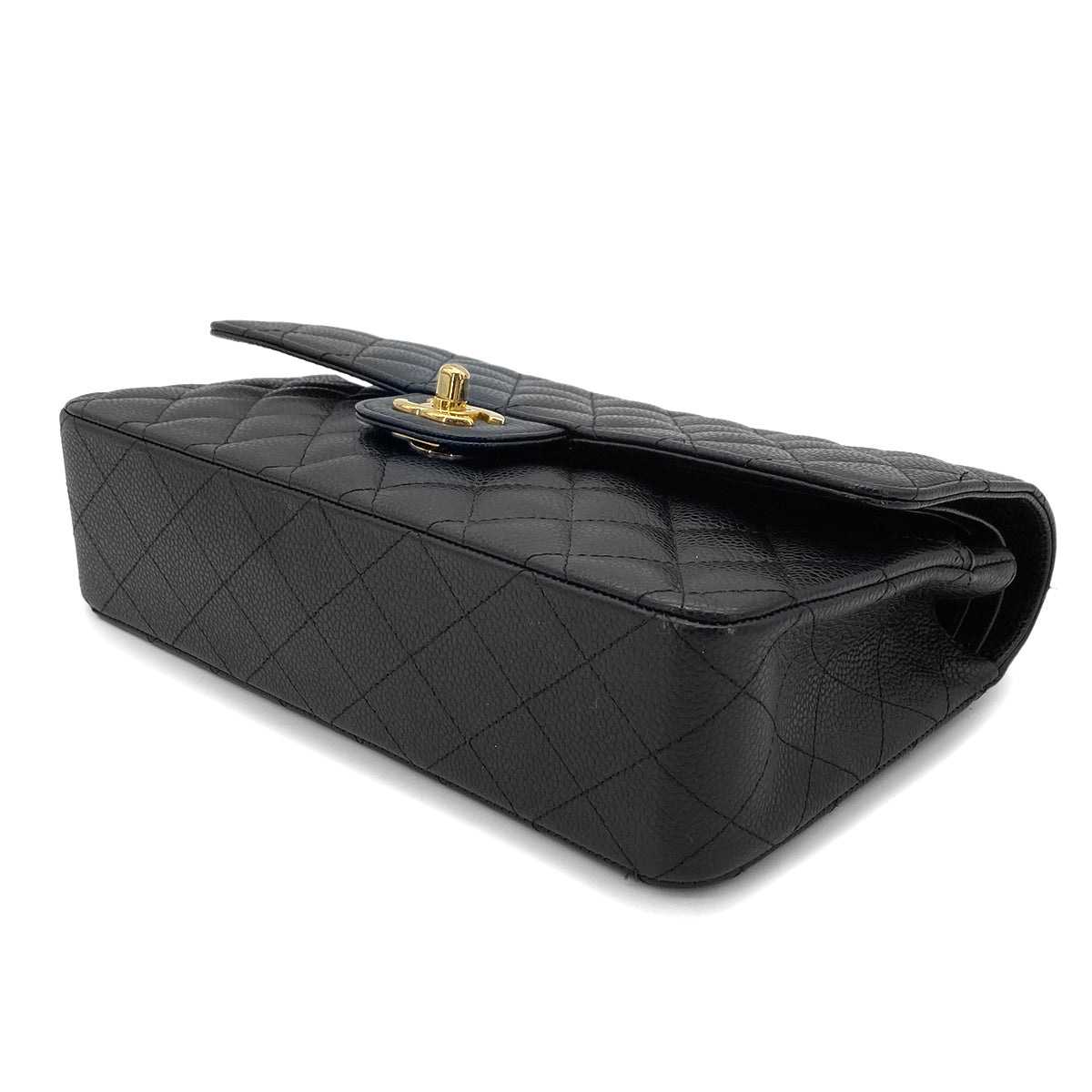 CHANEL CLASSIC FLAP MEDIUM CHAIN SHOULDER BAG BLACK CAVIAR SKIN 90275975