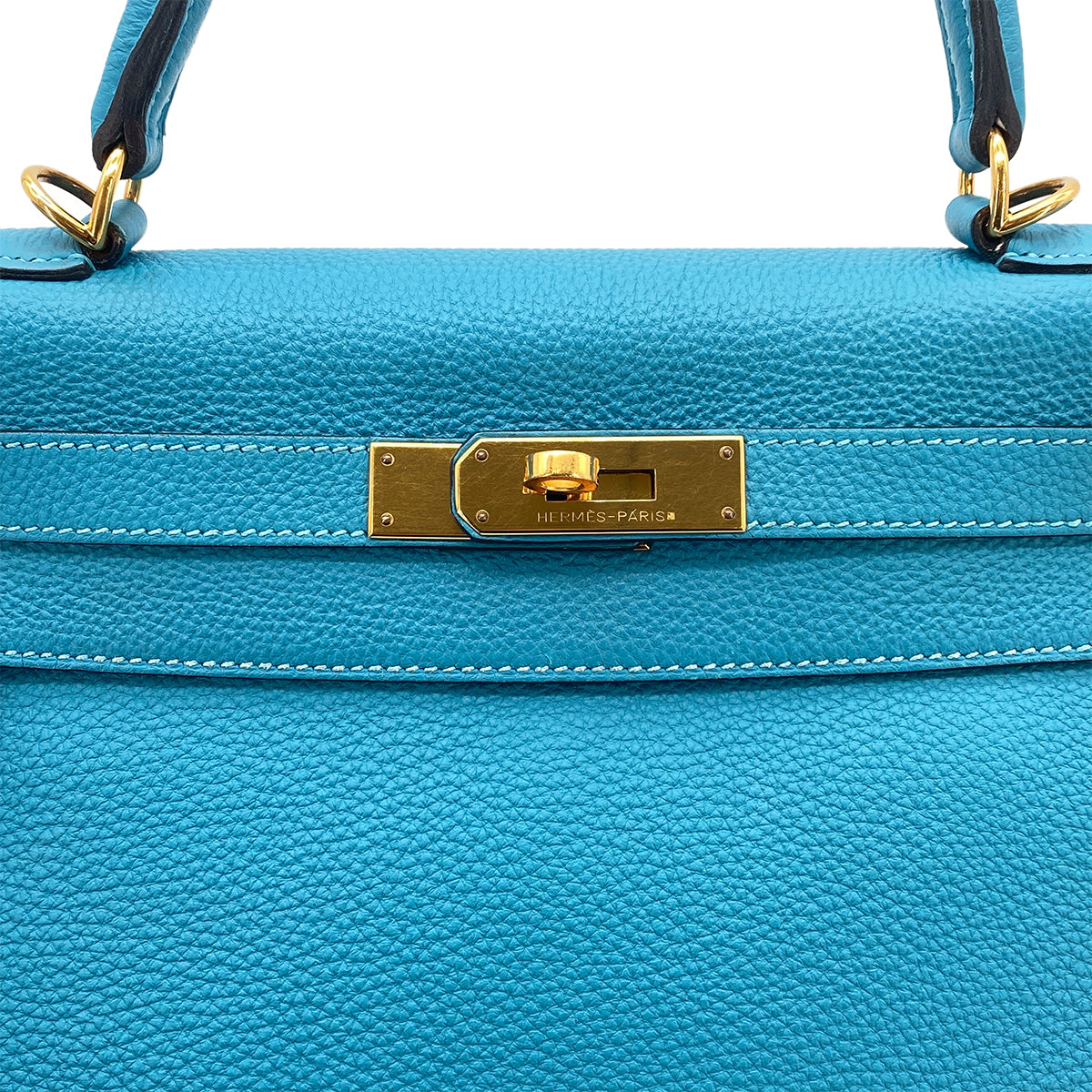 HERMES KELLY 28 RETOURNE TURQUOISE TOGO HAND SHOULDER BAG □R GHW 90275976