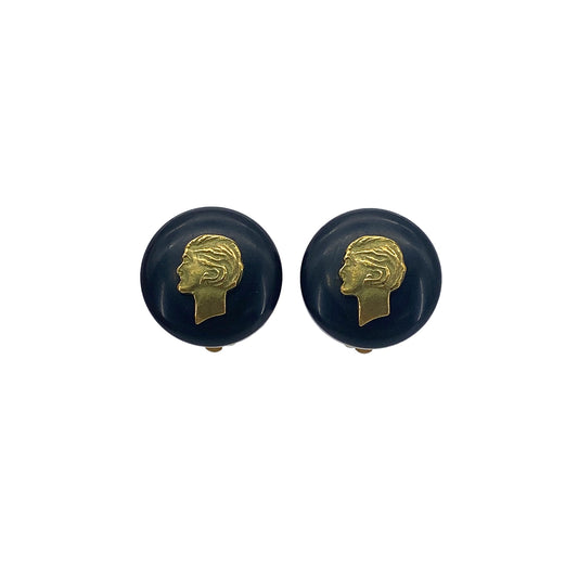 CHANEL VINTAGE EARRINGS MADEMOISE BLACK ACCESSORY 94A 90276336