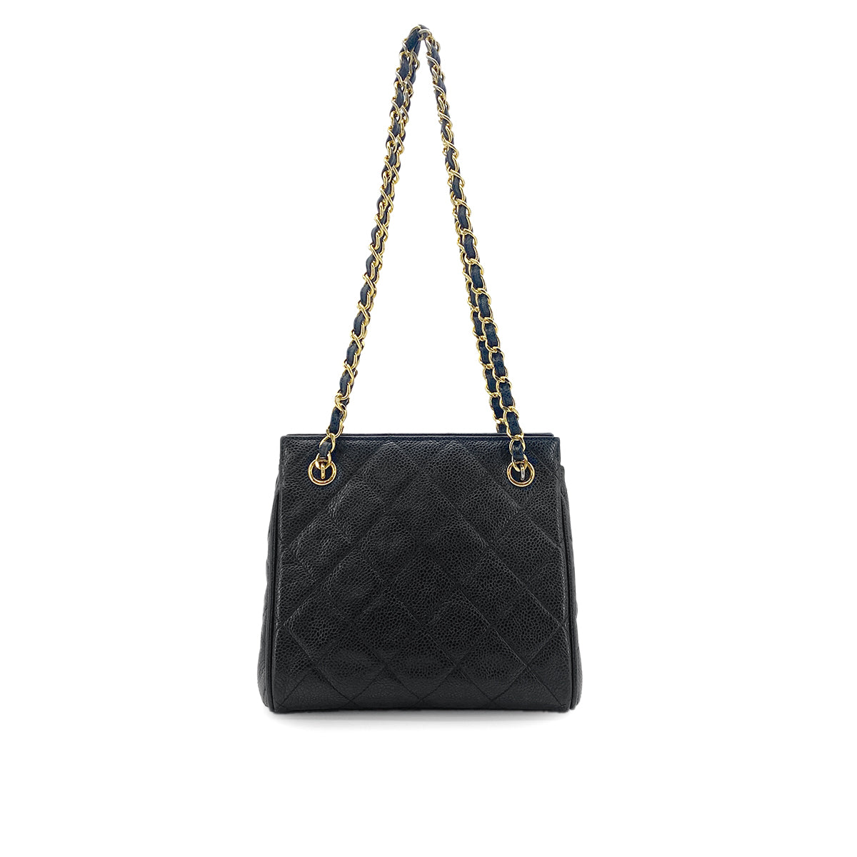 CHANEL VINTAGE MATELASSE CHAIN SHOULDER BAG BLACK CAVIAR SKIN 90276341