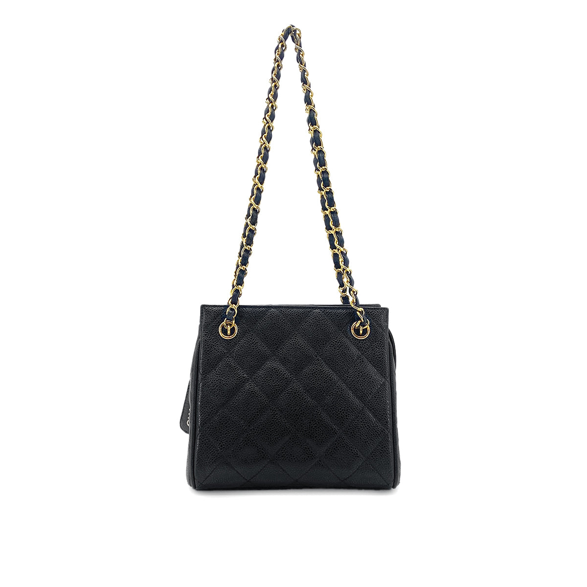 CHANEL VINTAGE MATELASSE CHAIN SHOULDER BAG BLACK CAVIAR SKIN 90276341