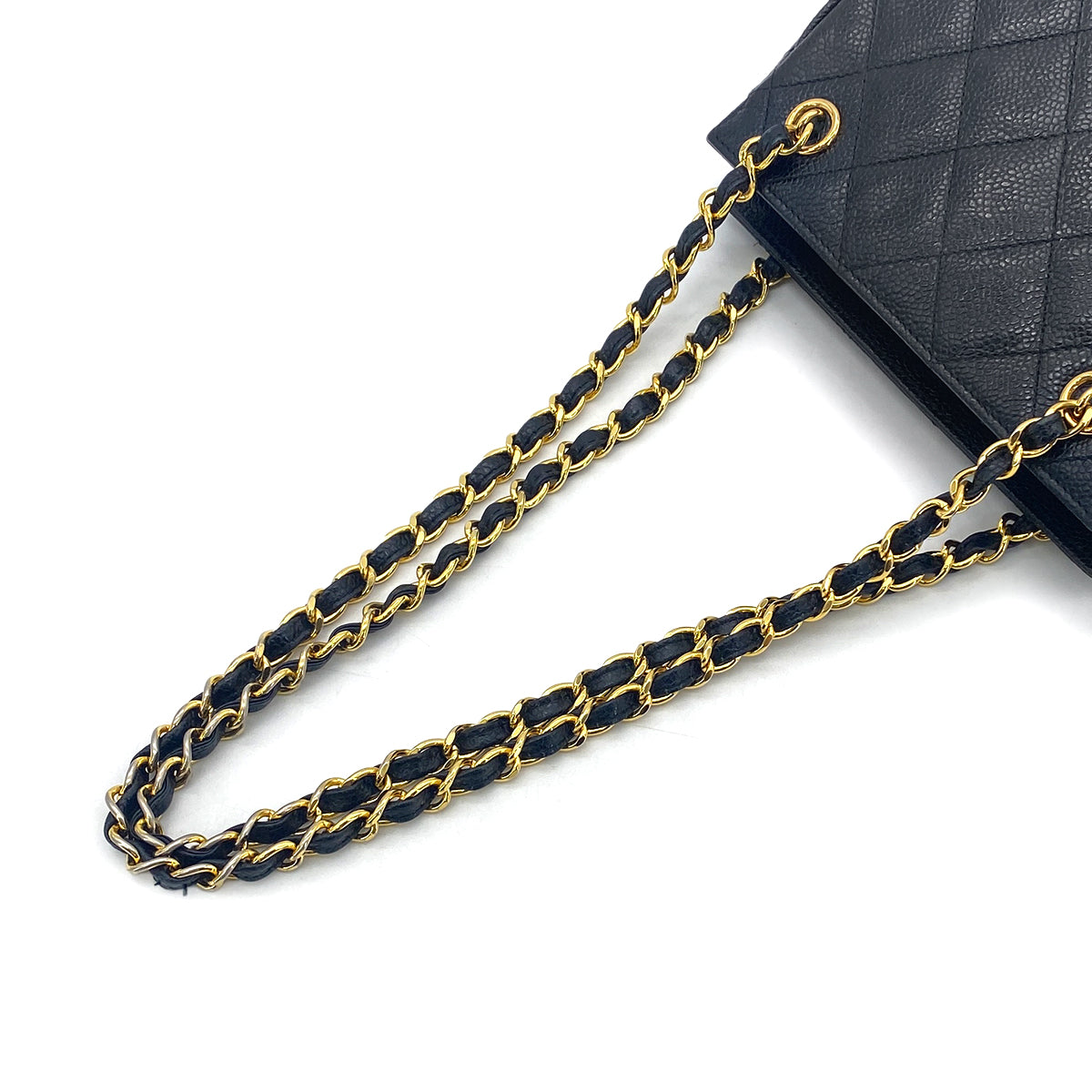 CHANEL VINTAGE MATELASSE CHAIN SHOULDER BAG BLACK CAVIAR SKIN 90276341