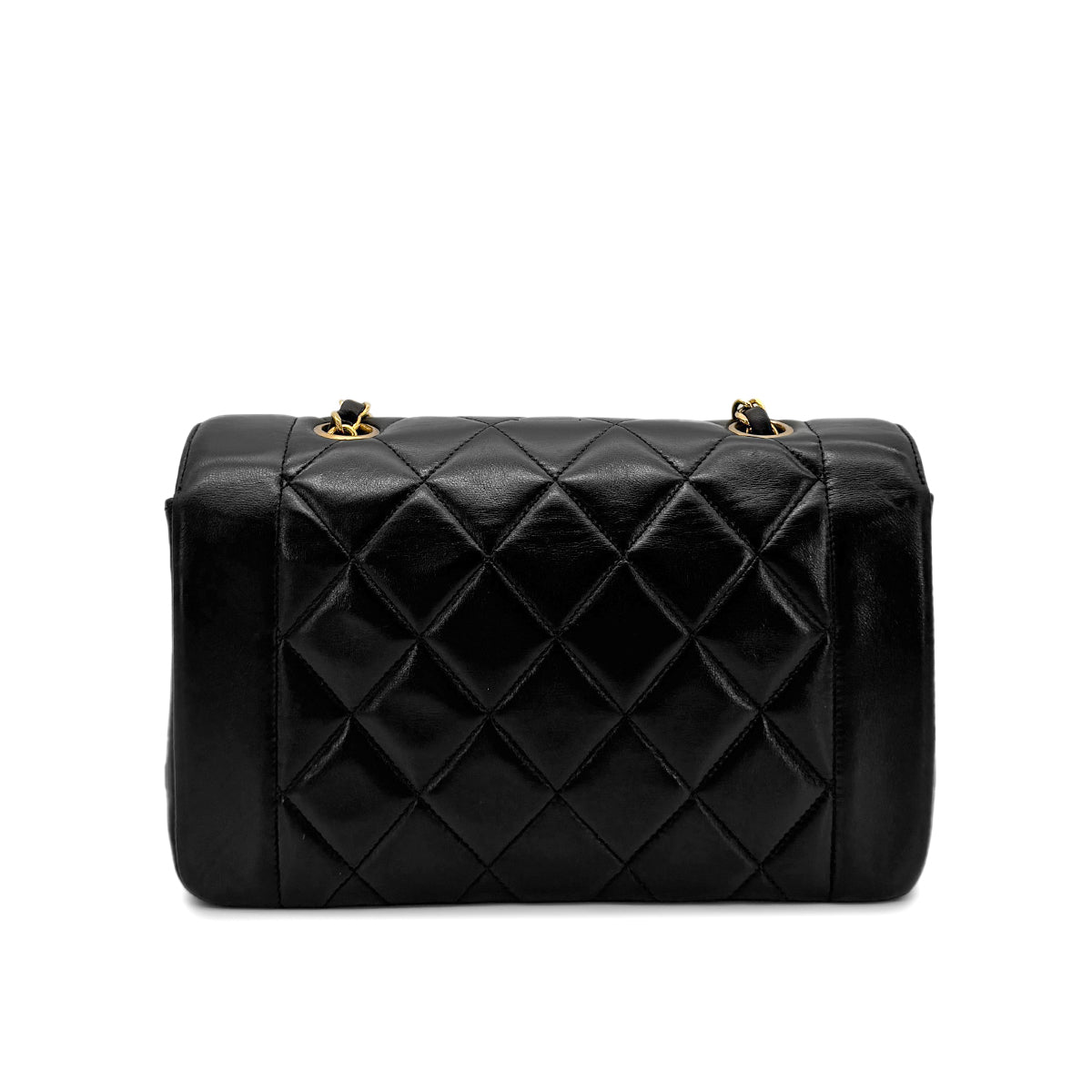 CHANEL VINTAGE DIANA SMALL CHAIN SHOULDER BAG BLACK LAMB SKIN 90276343
