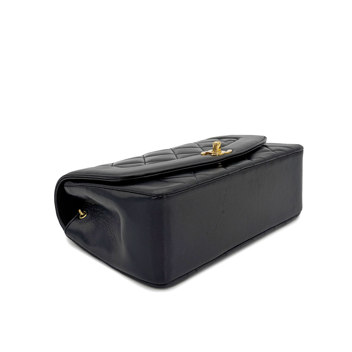 CHANEL VINTAGE DIANA SMALL CHAIN SHOULDER BAG BLACK LAMB SKIN 90276343