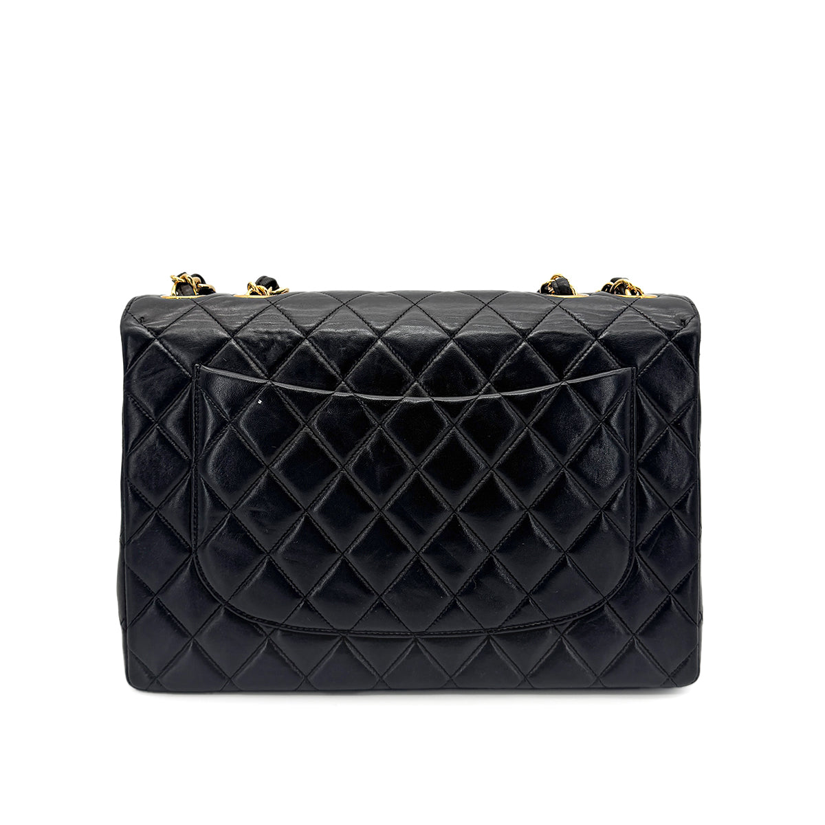CHANEL VINTAGE JUMBO MATELASSE 30 CHAIN SHOULDER BAG BLACK LAMB SKIN 90276346