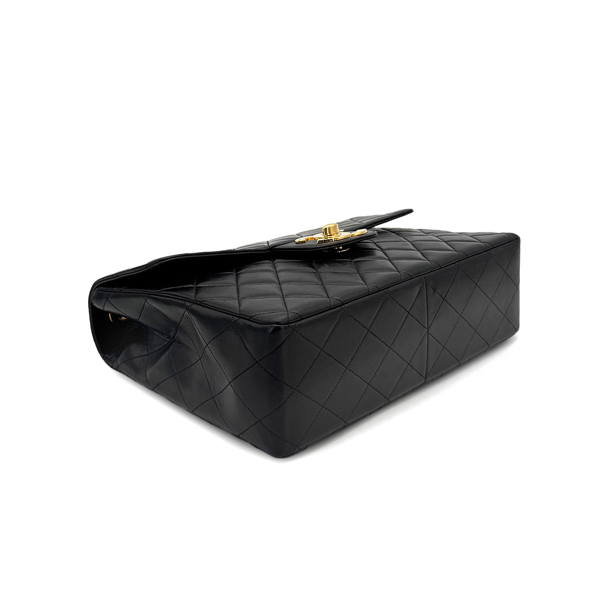 CHANEL VINTAGE JUMBO MATELASSE 30 CHAIN SHOULDER BAG BLACK LAMB SKIN 90276346