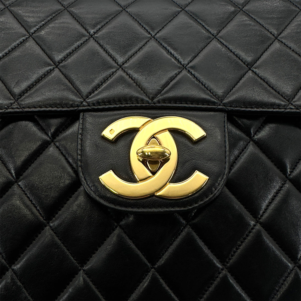 CHANEL VINTAGE JUMBO MATELASSE 30 CHAIN SHOULDER BAG BLACK LAMB SKIN 90276346