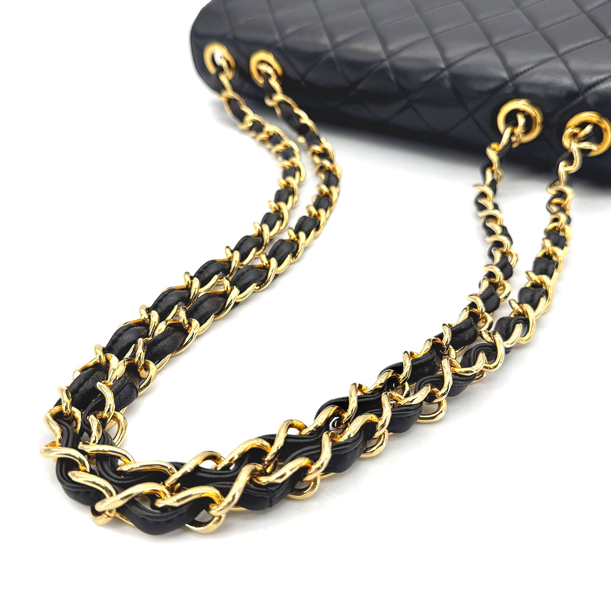 CHANEL VINTAGE JUMBO MATELASSE 30 CHAIN SHOULDER BAG BLACK LAMB SKIN 90276346