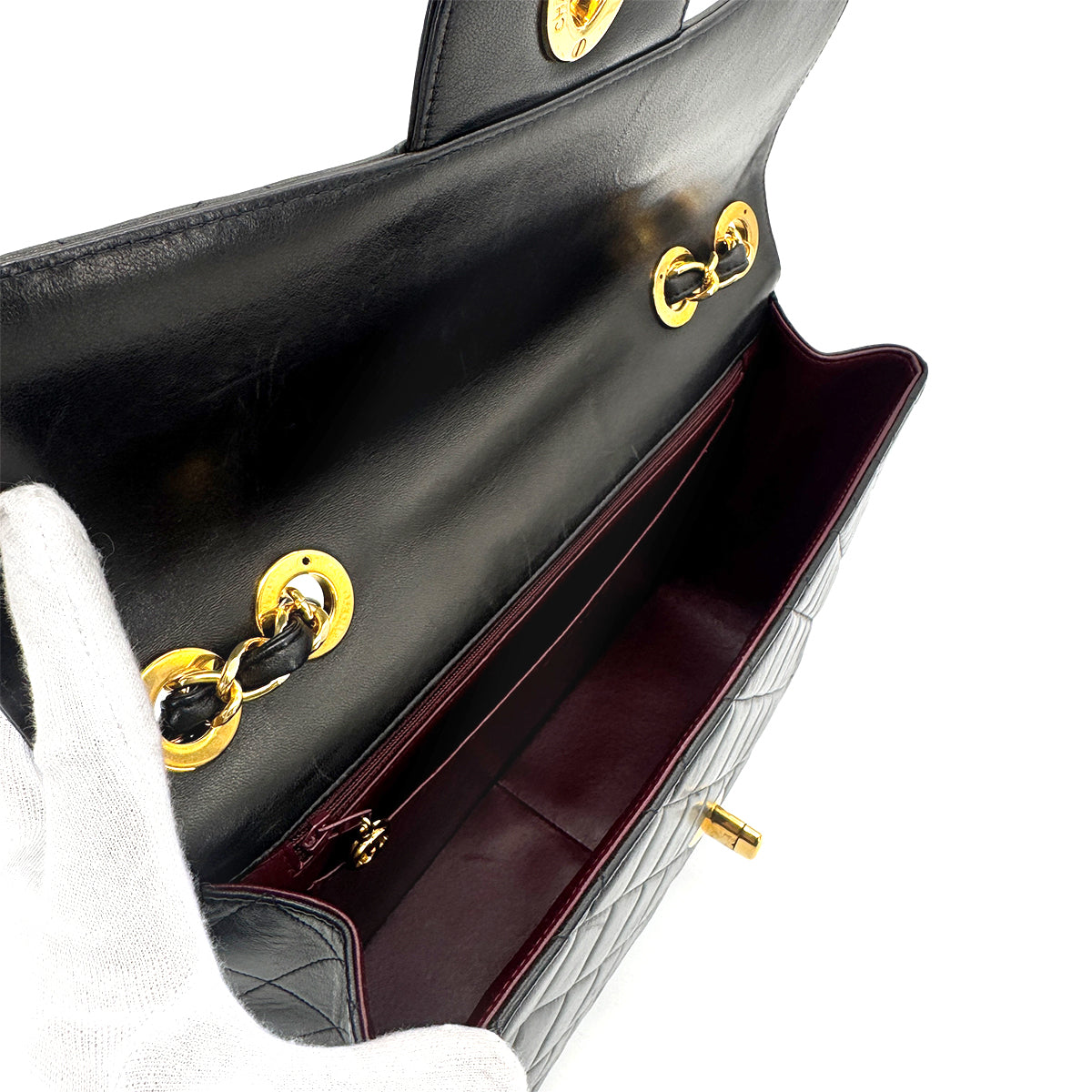 CHANEL VINTAGE JUMBO MATELASSE 30 CHAIN SHOULDER BAG BLACK LAMB SKIN 90276346