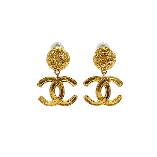 CHANEL VINTAGE EARRINGS COCOMARK GOLD SWING ACCESSORY 95A 90276351