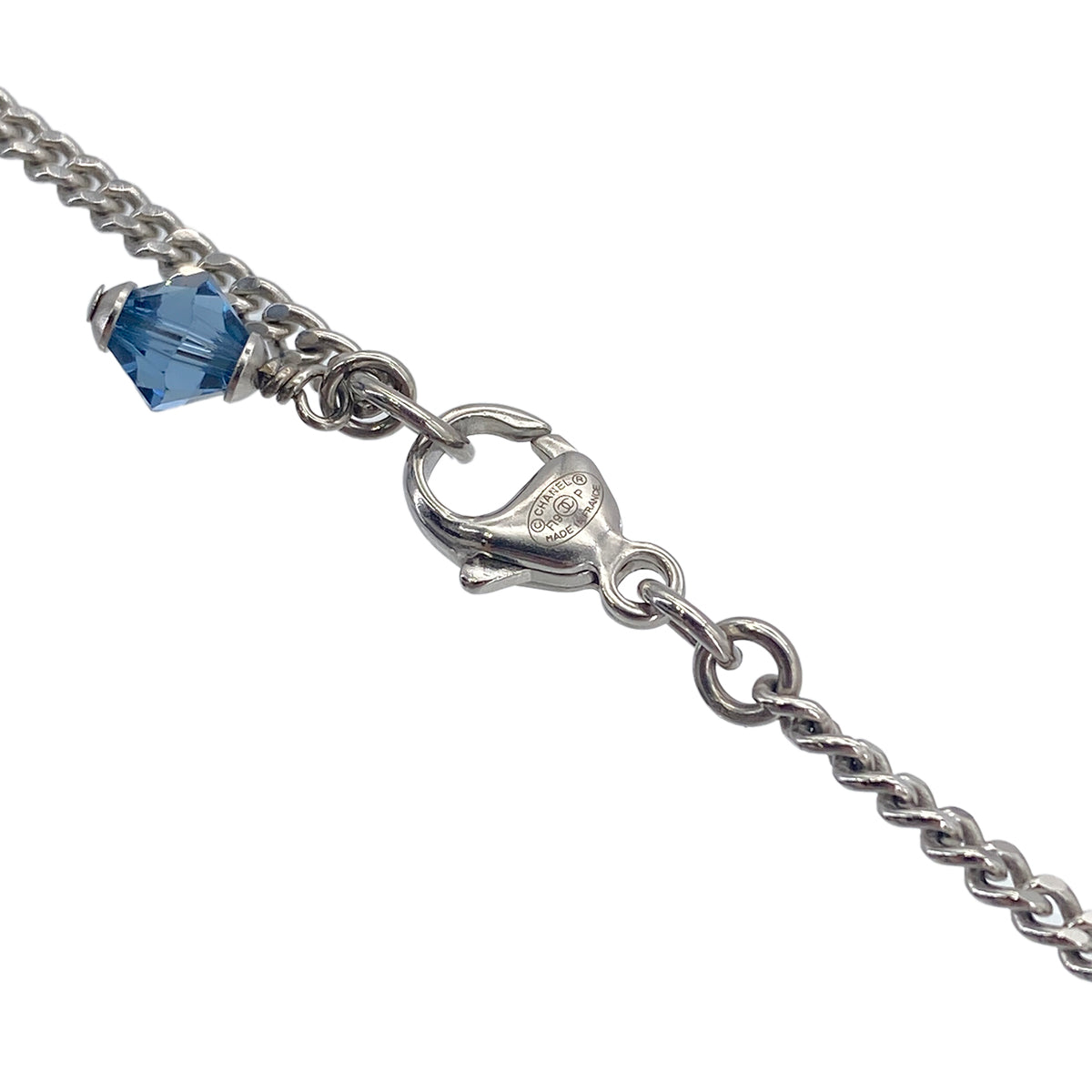 CHANEL NECKLACE COCOMARK RHINESTONE BLUE SILVER ACCESSORY F19P 90276362