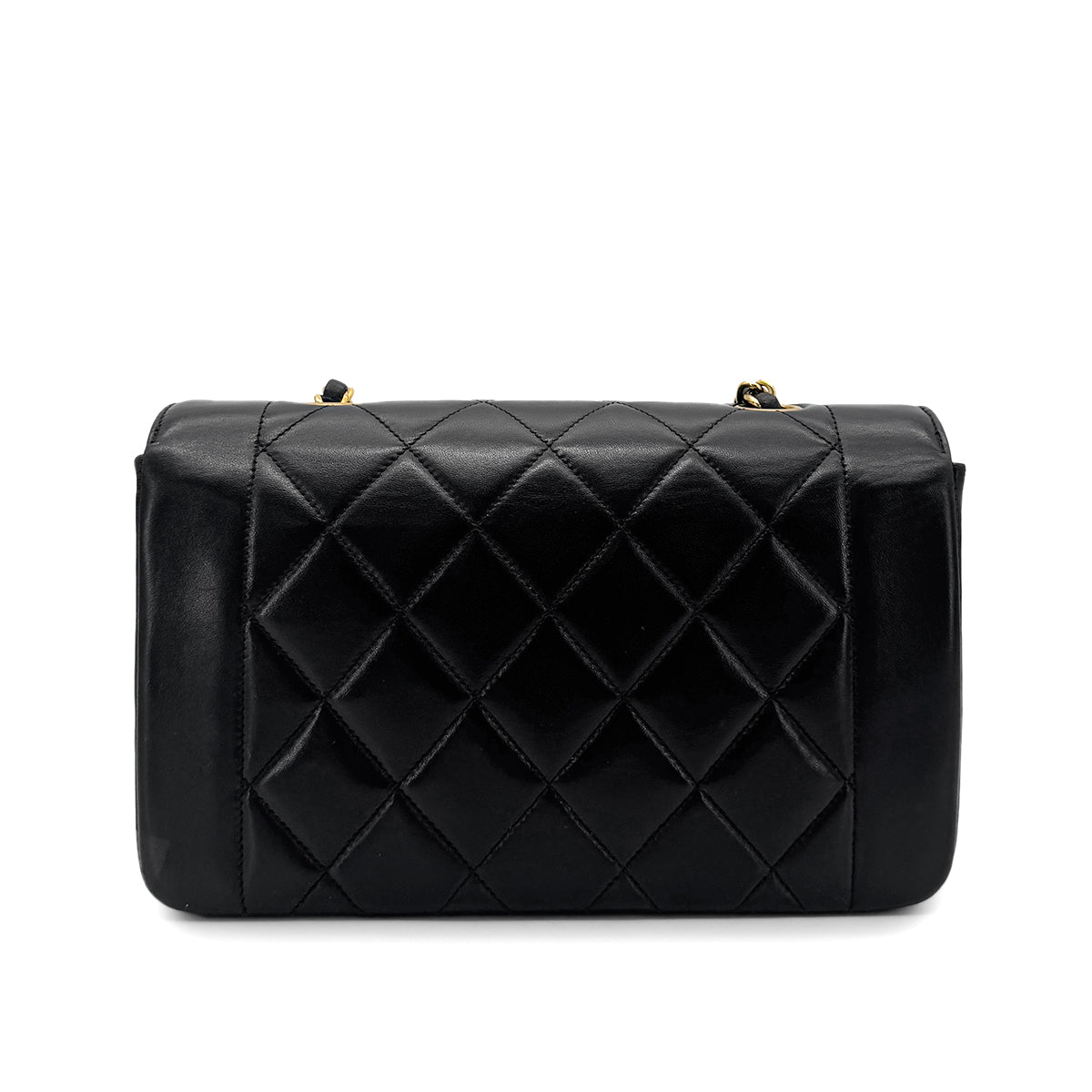 CHANEL VINTAGE DIANA SMALL CHAIN SHOULDER BAG BLACK LAMB SKIN 90276363