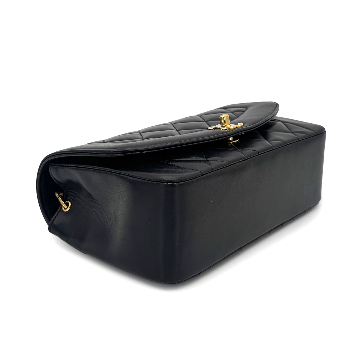 CHANEL VINTAGE DIANA SMALL CHAIN SHOULDER BAG BLACK LAMB SKIN 90276363