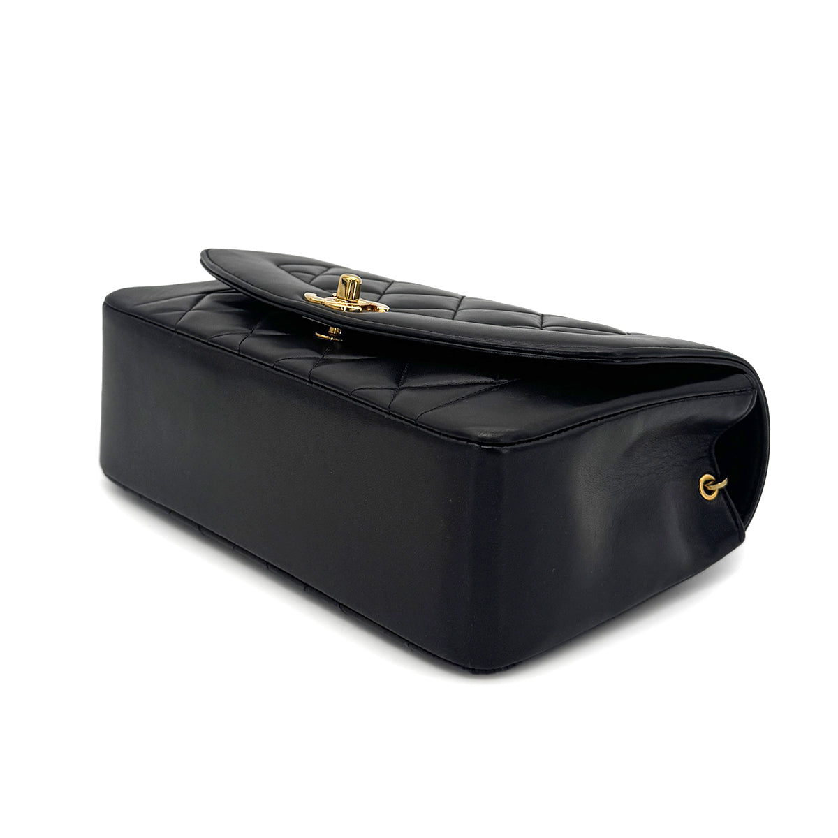 CHANEL VINTAGE DIANA SMALL CHAIN SHOULDER BAG BLACK LAMB SKIN 90276363