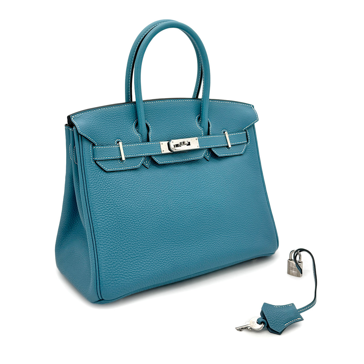 HERMES BIRKIN 30 BLUE JEAN TOGO HAND BAG ▢I SHW 90276370