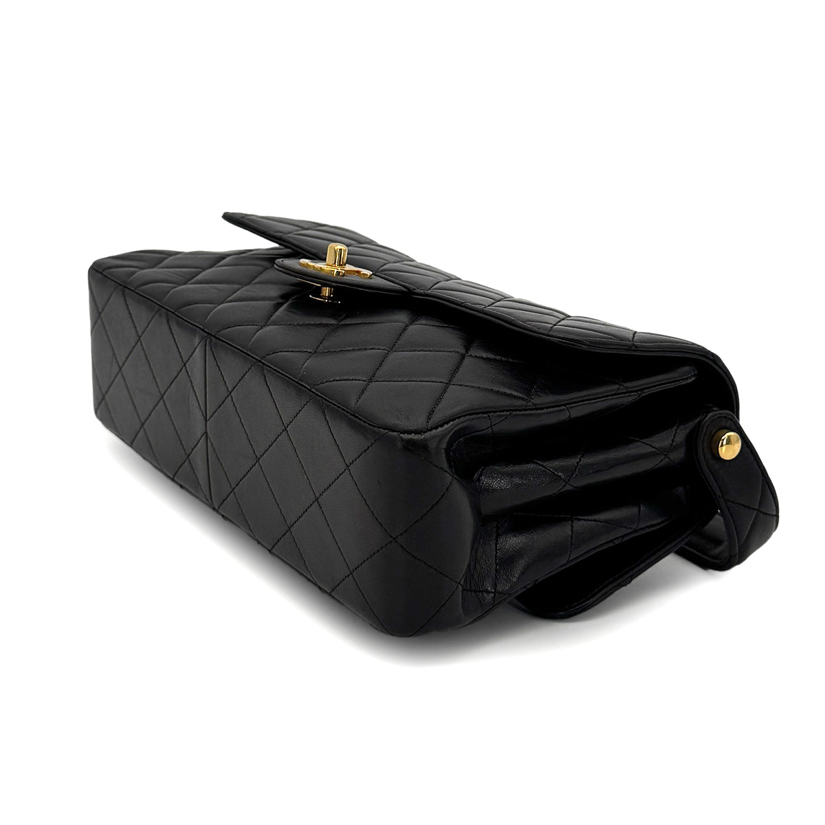 CHANEL VINTAGE W FACE CHAIN HAND BAG BLACK LAMB SKIN 90276374