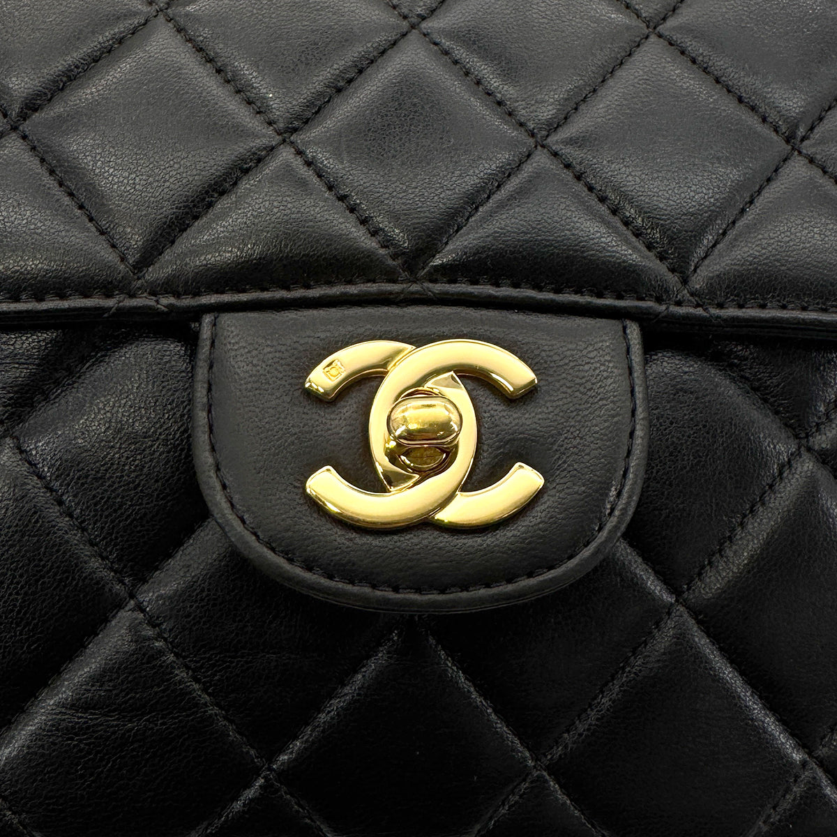 CHANEL VINTAGE W FACE CHAIN HAND BAG BLACK LAMB SKIN 90276374