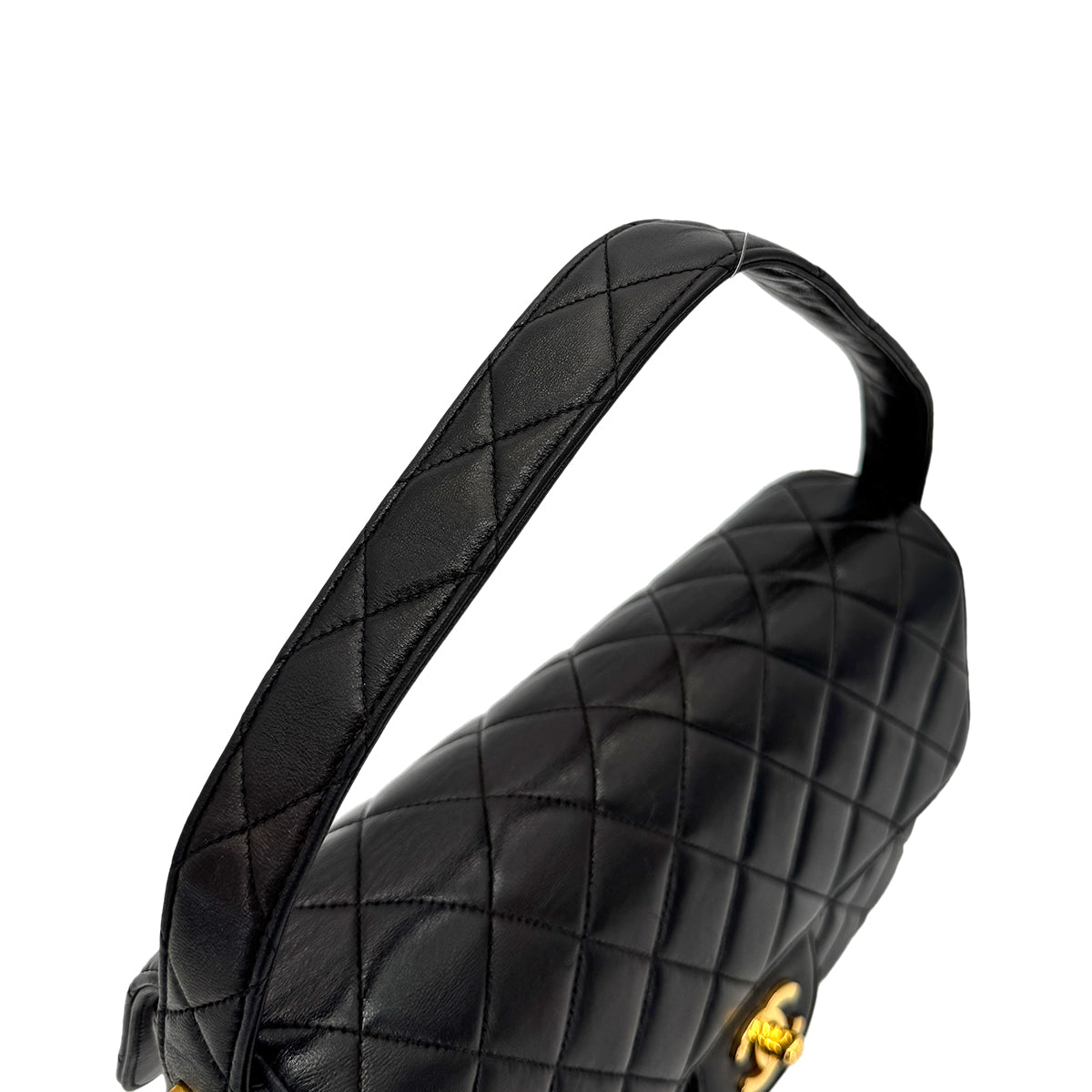 CHANEL VINTAGE W FACE CHAIN HAND BAG BLACK LAMB SKIN 90276374