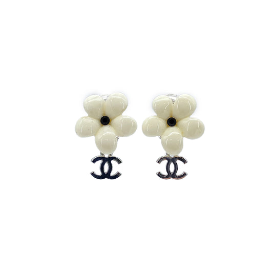 CHANEL EARRINGS COCOMARK CAMELLIA WHITE ACCESSORY 05A 90276379