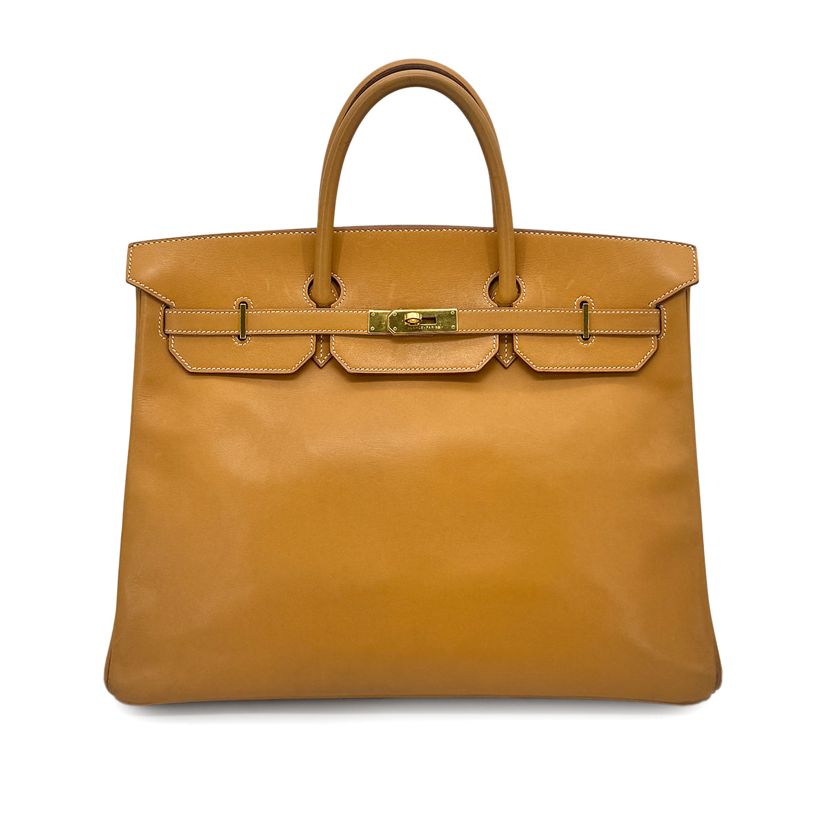 HERMES BIRKIN 40 NATURAL VALENIA HAND BAG 〇W GHW 90276382