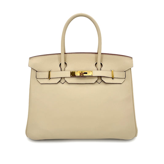 HERMES BIRKIN 30 PARCHEMIN SWIFT HAND BAG □K GHW 90276383