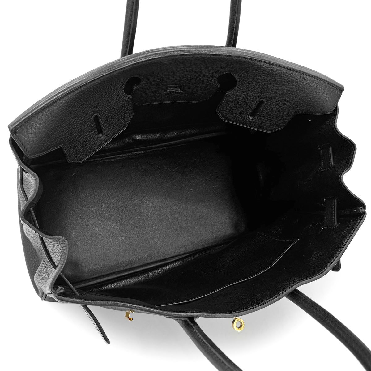 HERMES BIRKIN 35 BLACK FJORD HAND BAG □H GHW 90276384