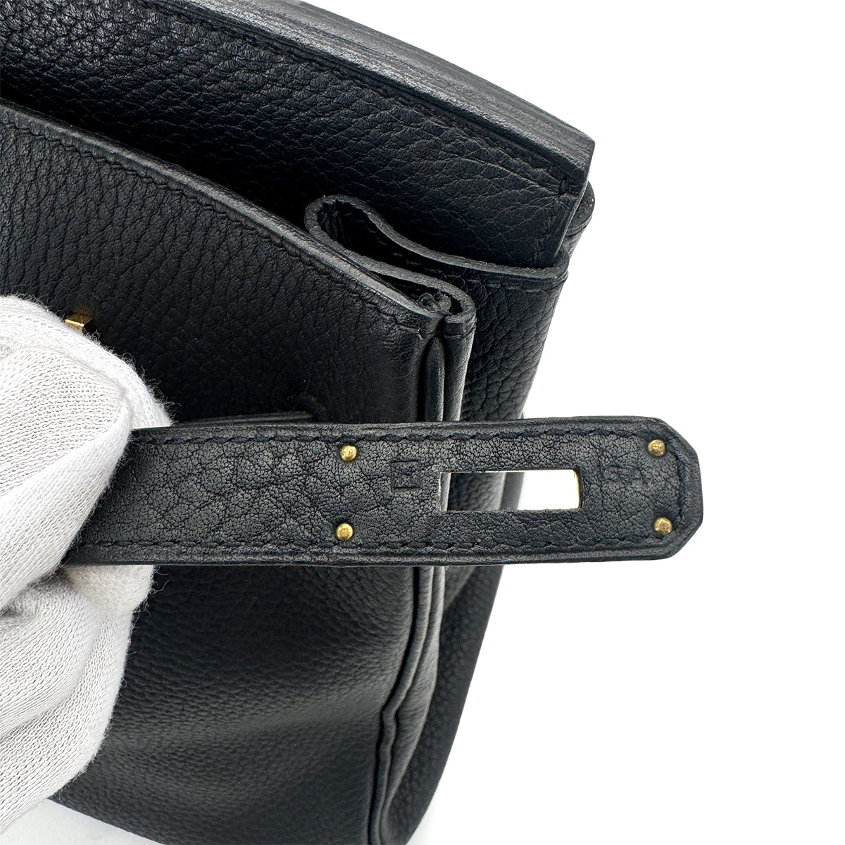 HERMES BIRKIN 35 BLACK FJORD HAND BAG □H GHW 90276384