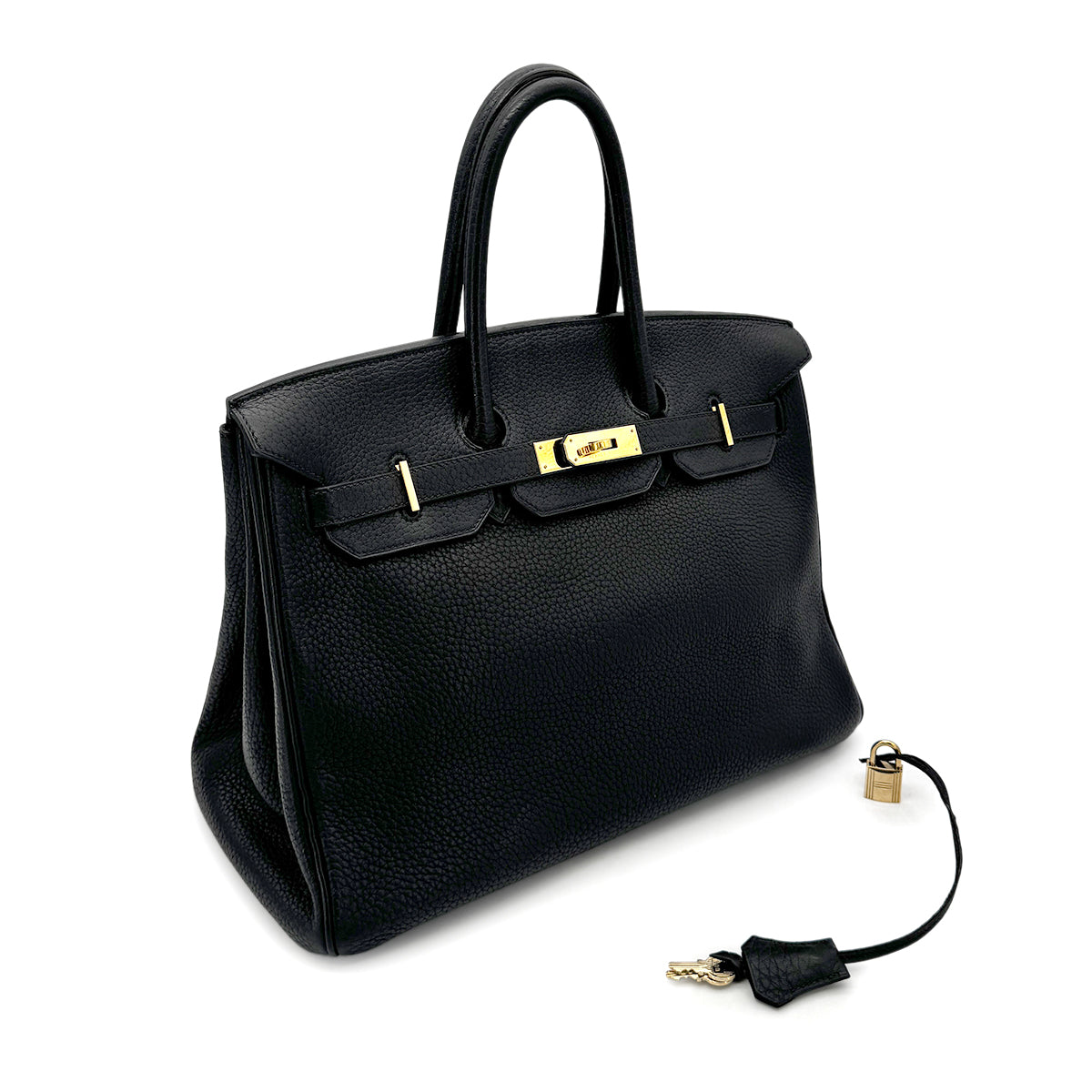 HERMES BIRKIN 35 BLACK FJORD HAND BAG □H GHW 90276384