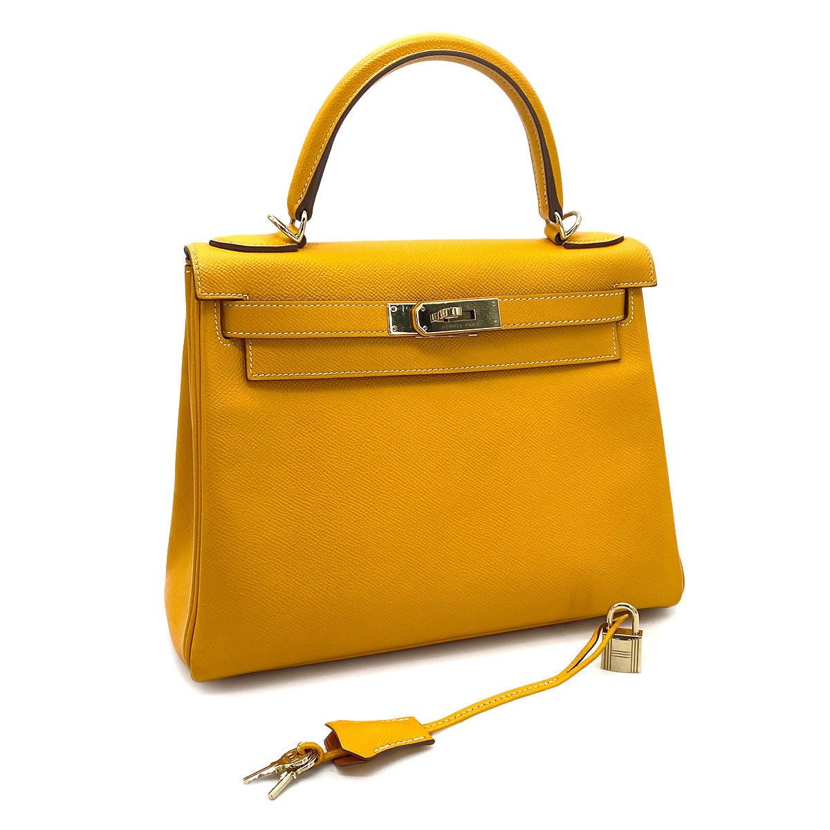 HERMES CANDY KELLY 28 JAUNE D'OR MANGUE EPSOM HAND SHOULDER BAG □P 90276388