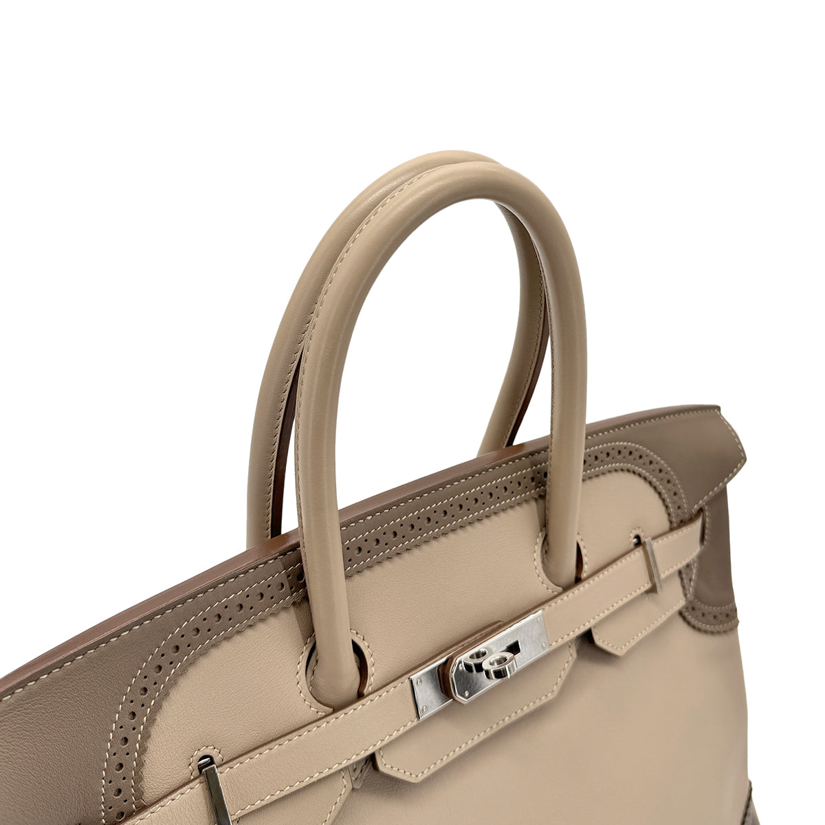 HERMES BIRKIN 35 GHILLIES ARGILE ETOUPE SWIFT HAND BAG □O SHW 90276390