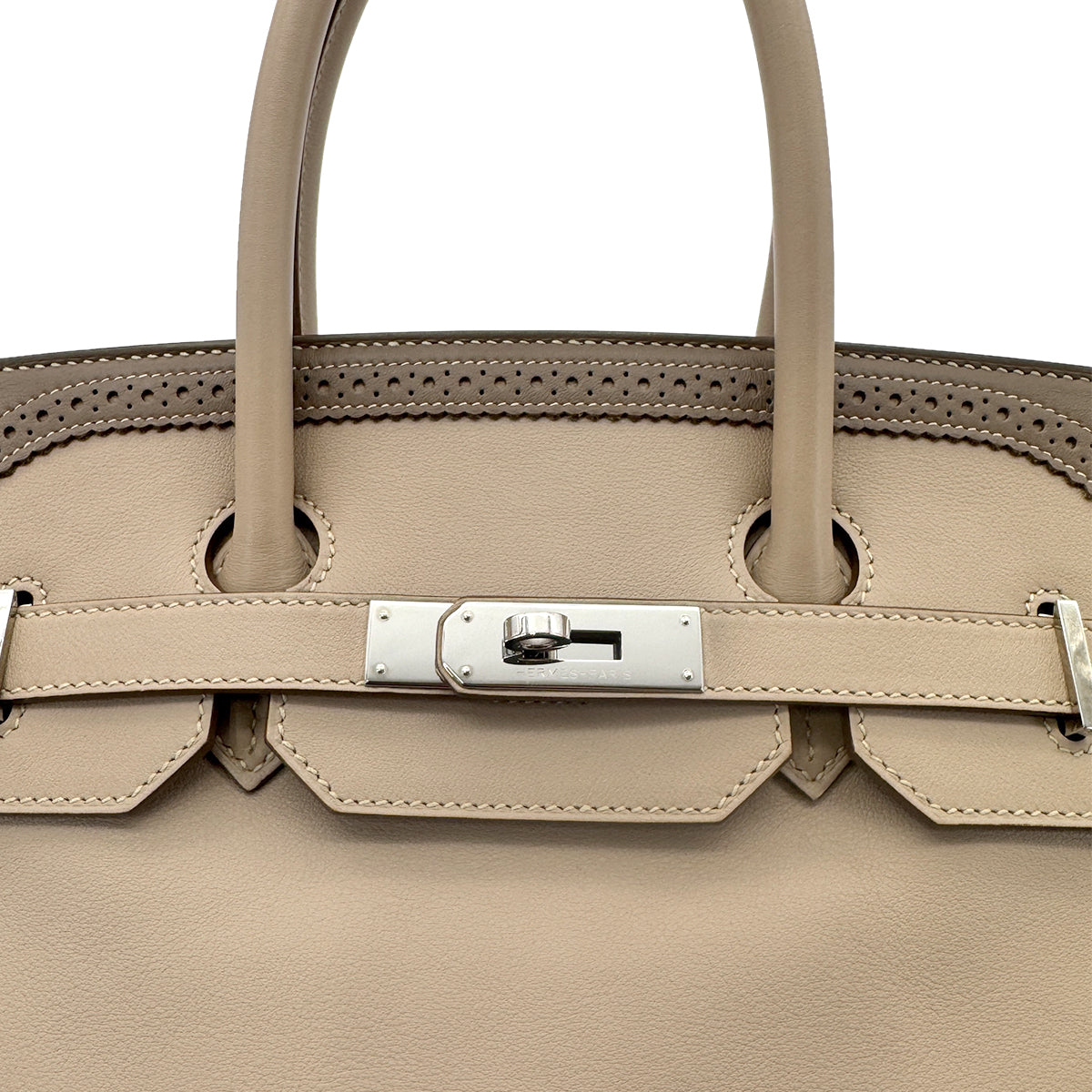 HERMES BIRKIN 35 GHILLIES ARGILE ETOUPE SWIFT HAND BAG □O SHW 90276390